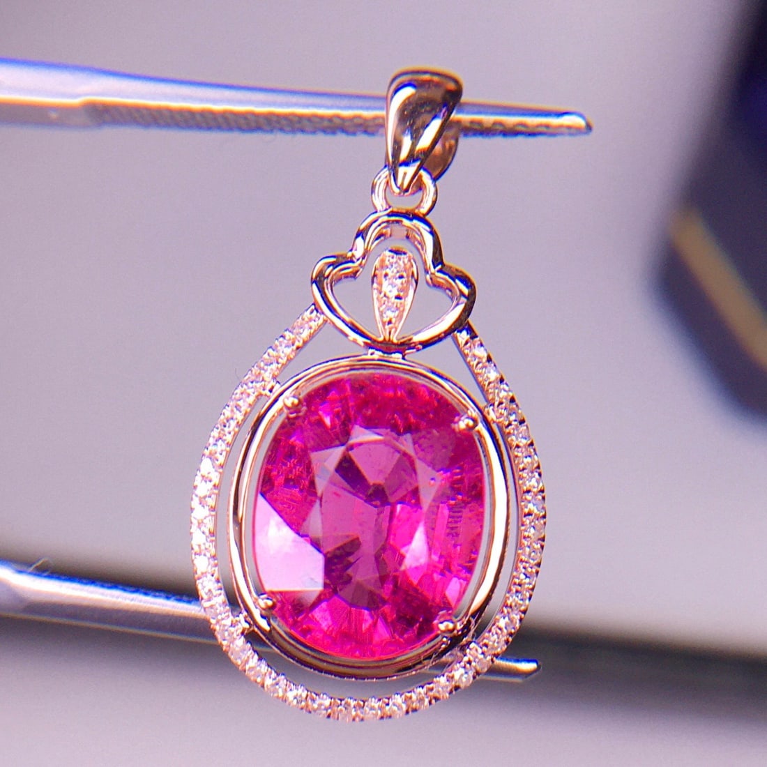 14k Gold 3.62 Ct Natural Tourmaline & Diamond Pendant( Without Chain ) - 3