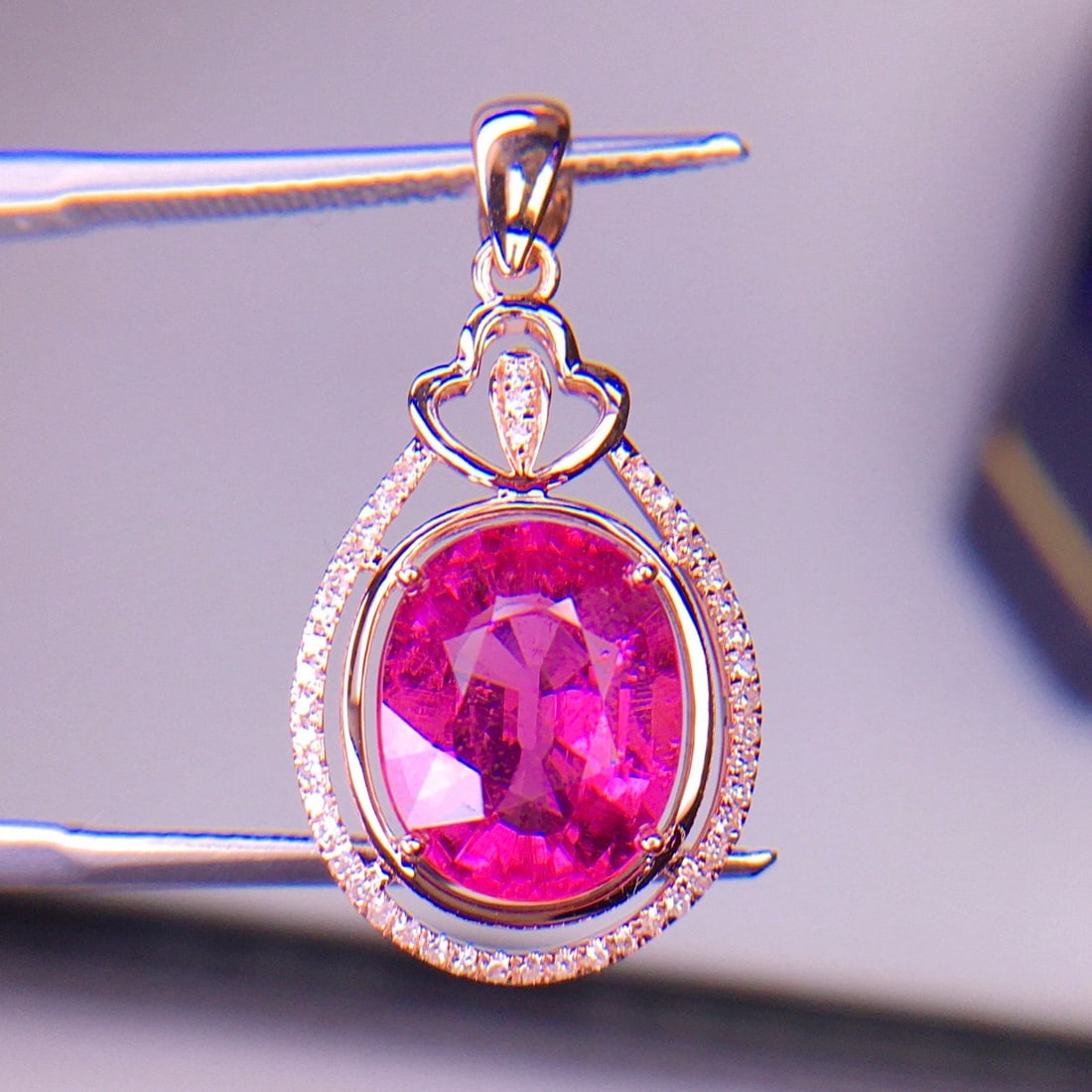 14k Gold 3.62 Ct Natural Tourmaline & Diamond Pendant( Without Chain ) - 5