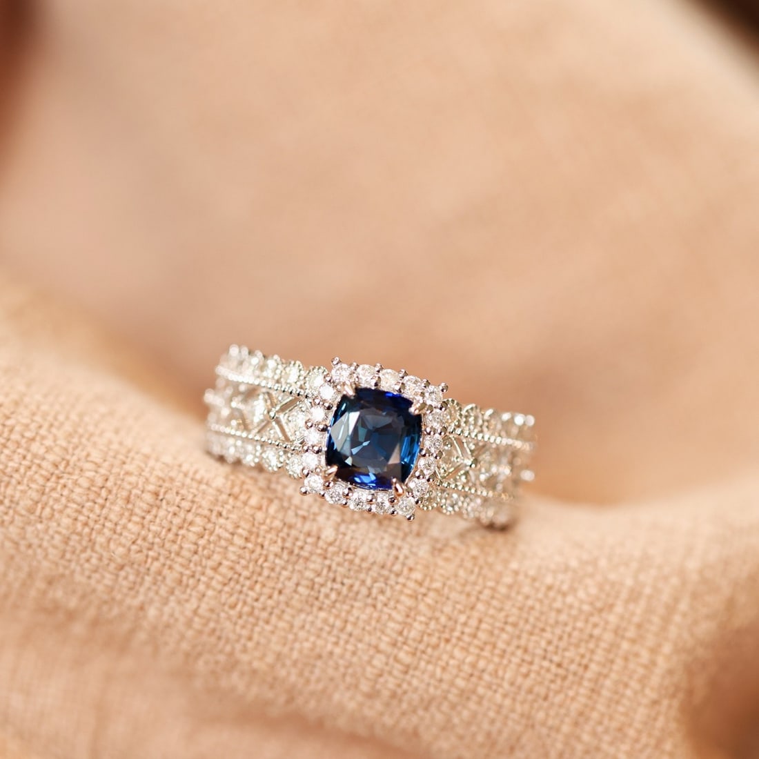 14k Gold 1.72 Ctw Natural Sapphire & Diamond Ring - 5