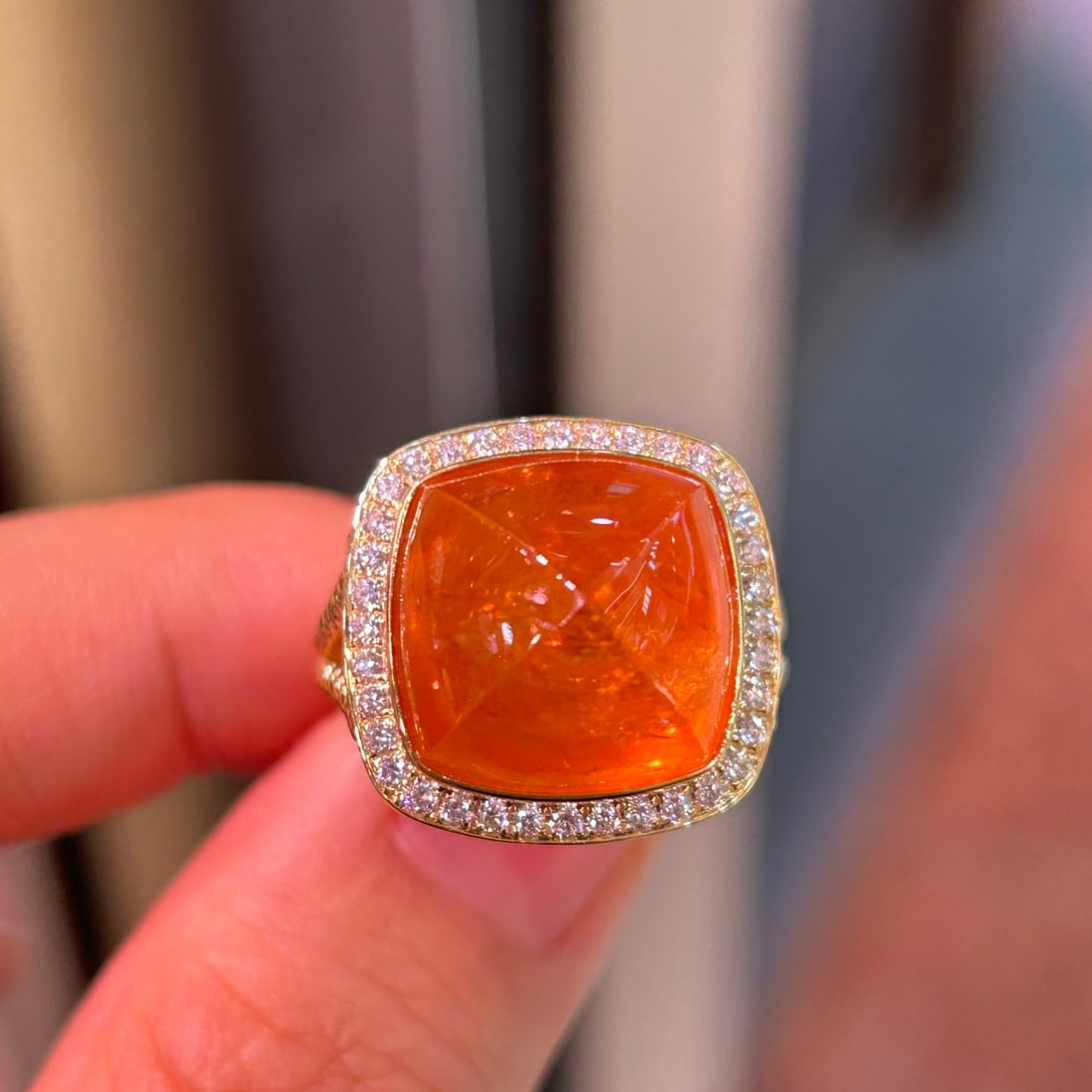 14k Gold 21.63 Ctw Natural Spessartine & Diamond Ring - 2