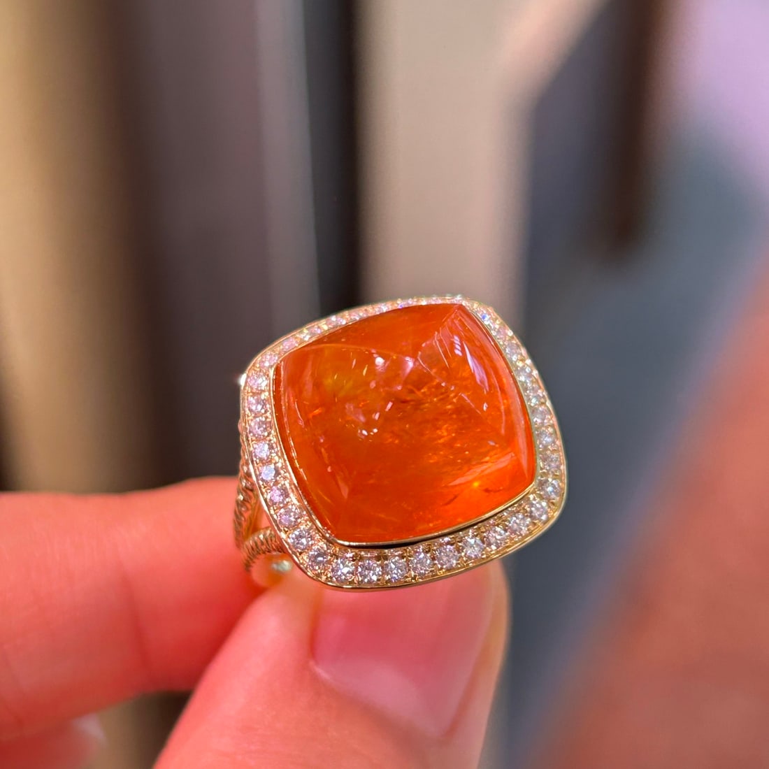 14k Gold 21.63 Ctw Natural Spessartine & Diamond Ring - 3
