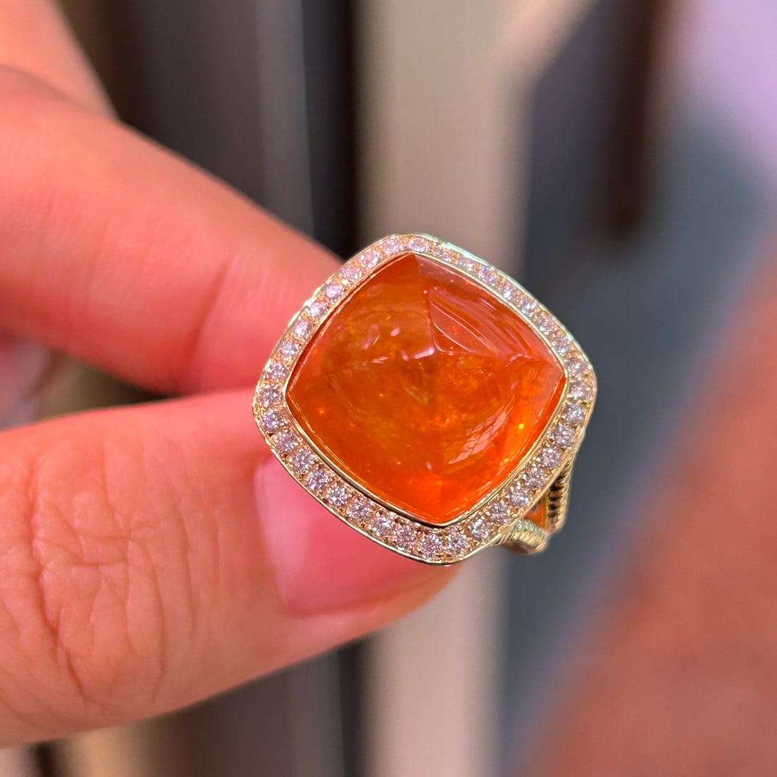 14k Gold 21.63 Ctw Natural Spessartine & Diamond Ring - 4