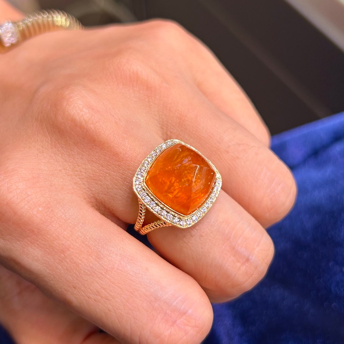 14k Gold 21.63 Ctw Natural Spessartine & Diamond Ring - 5