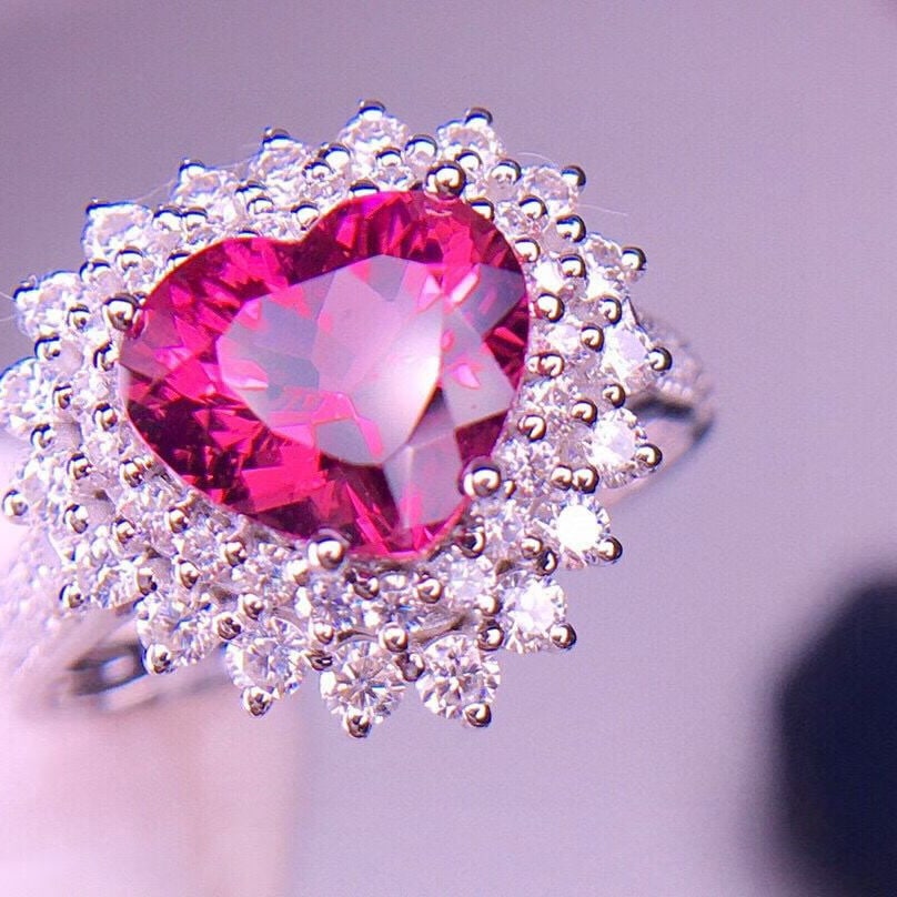 14k Gold 2.82 Ct Natural Tourmaline & Diamond Ring - 3