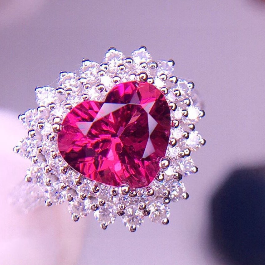 14k Gold 2.82 Ct Natural Tourmaline & Diamond Ring - 4