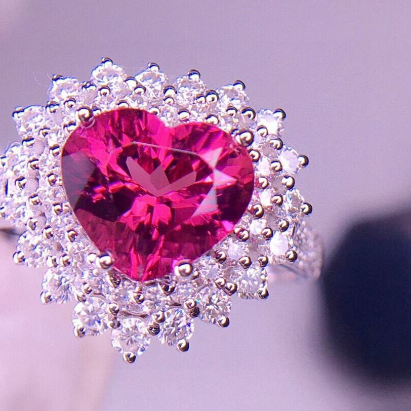 14k Gold 2.82 Ct Natural Tourmaline & Diamond Ring - 6