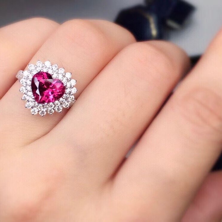 14k Gold 2.82 Ct Natural Tourmaline & Diamond Ring - 8