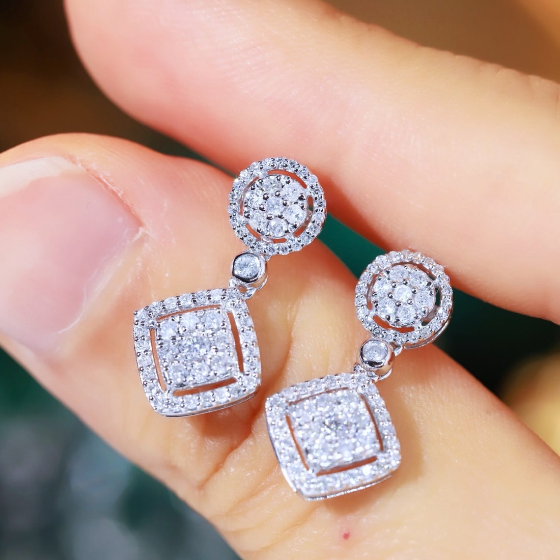 14k Gold 0.60 Ct Natural H Diamond Earrings - 4
