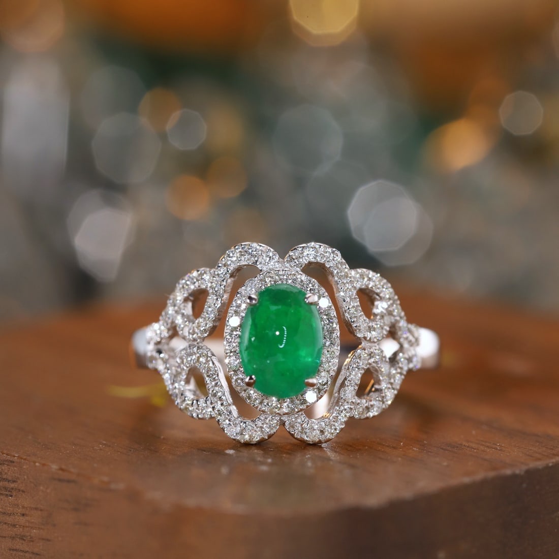 14k Gold 1.15 Ctw Natural Emerald & Diamond Ring: Ref:231156371 // gold content:14k gold // ring size:7. 25us // // main gemstone:emerald // shape:oval // carat weight:0. 75ct // color:green // treatment:natural // // adjacent gemstone 2 : diamond