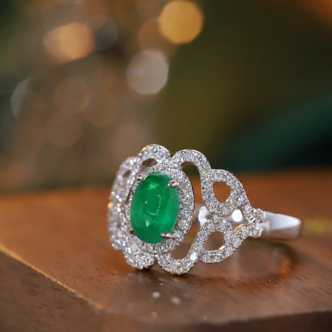 14k Gold 1.15 Ctw Natural Emerald & Diamond Ring - 3