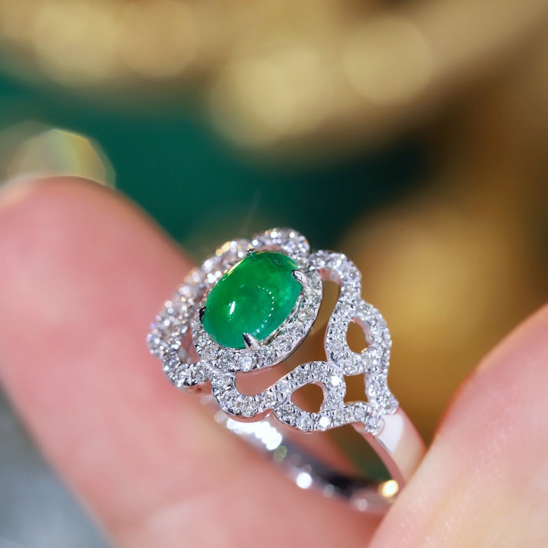 14k Gold 1.15 Ctw Natural Emerald & Diamond Ring - 5