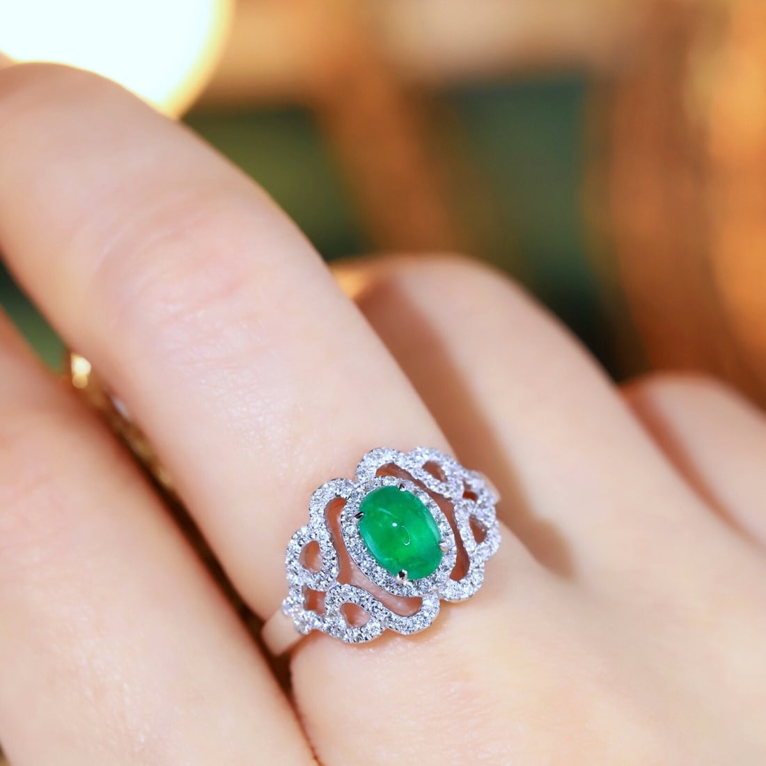 14k Gold 1.15 Ctw Natural Emerald & Diamond Ring - 6