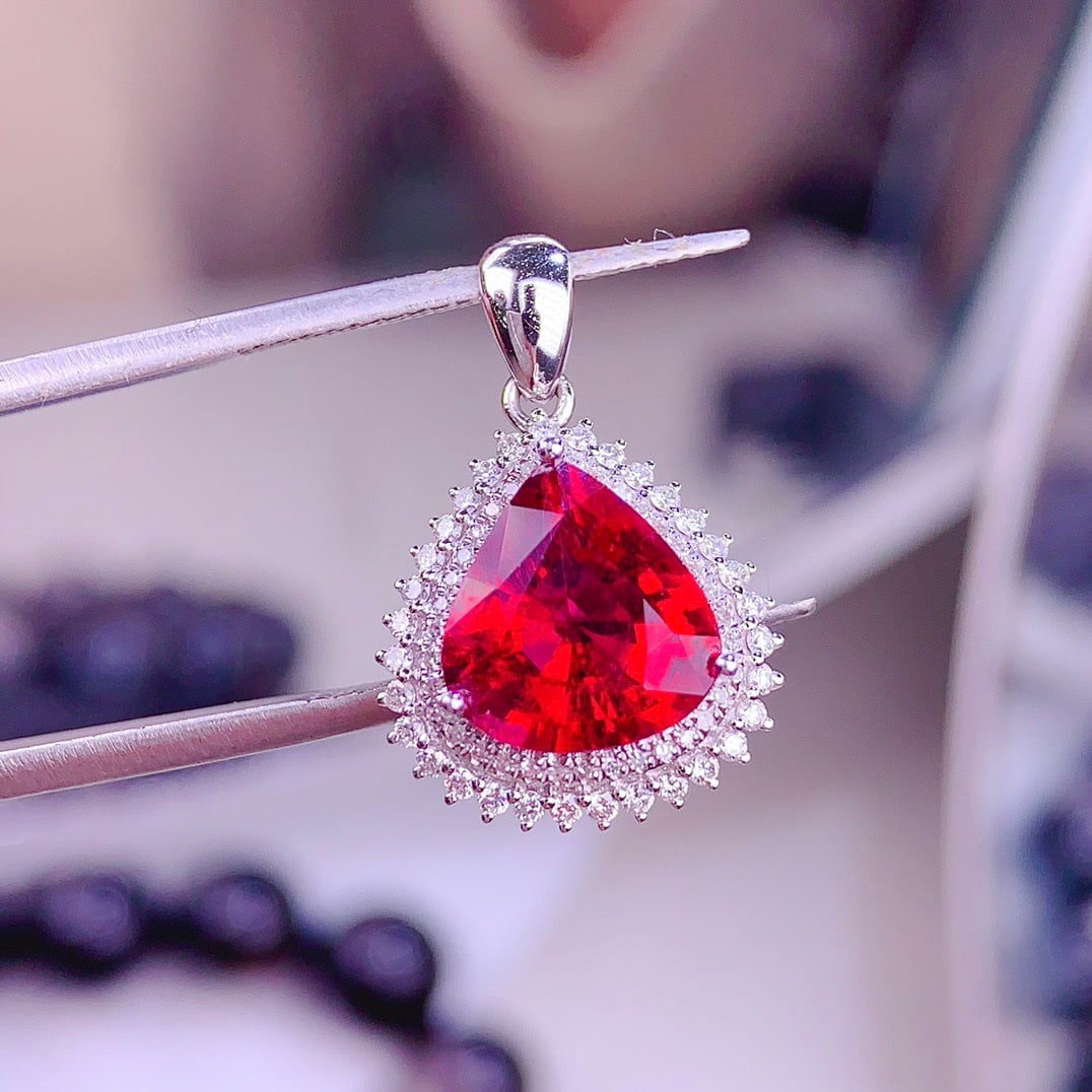 14k Gold 3.3 Ct Natural Tourmaline & Diamond Pendant( Without Chain ) - 3