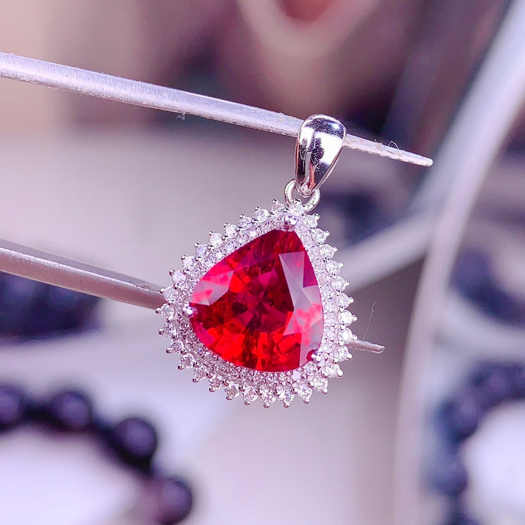 14k Gold 3.3 Ct Natural Tourmaline & Diamond Pendant( Without Chain ) - 4