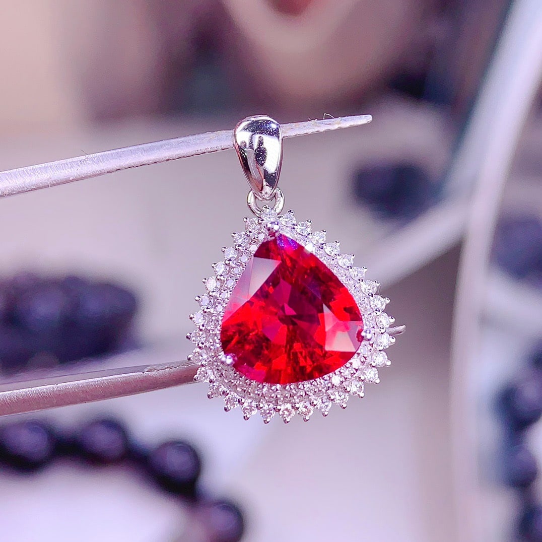14k Gold 3.3 Ct Natural Tourmaline & Diamond Pendant( Without Chain ) - 5