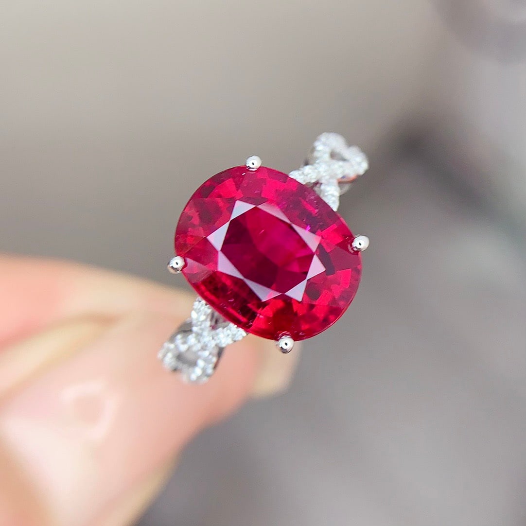 14k Gold 4.2 Ct Natural Tourmaline & Diamond Ring - 2