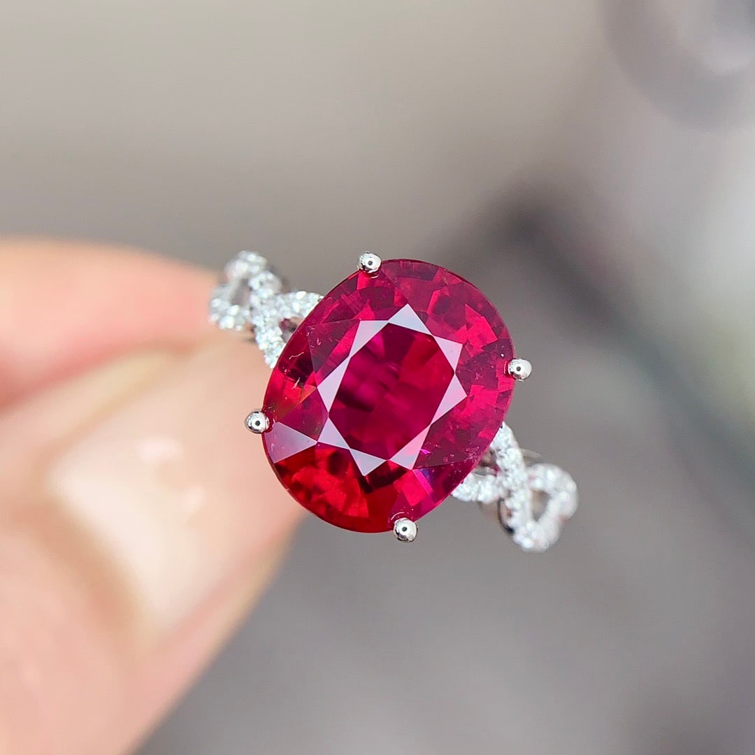 14k Gold 4.2 Ct Natural Tourmaline & Diamond Ring - 3