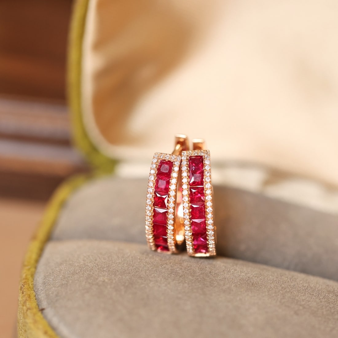 14k Gold 1.38 Ctw Natural Ruby & Diamond Earrings - 4