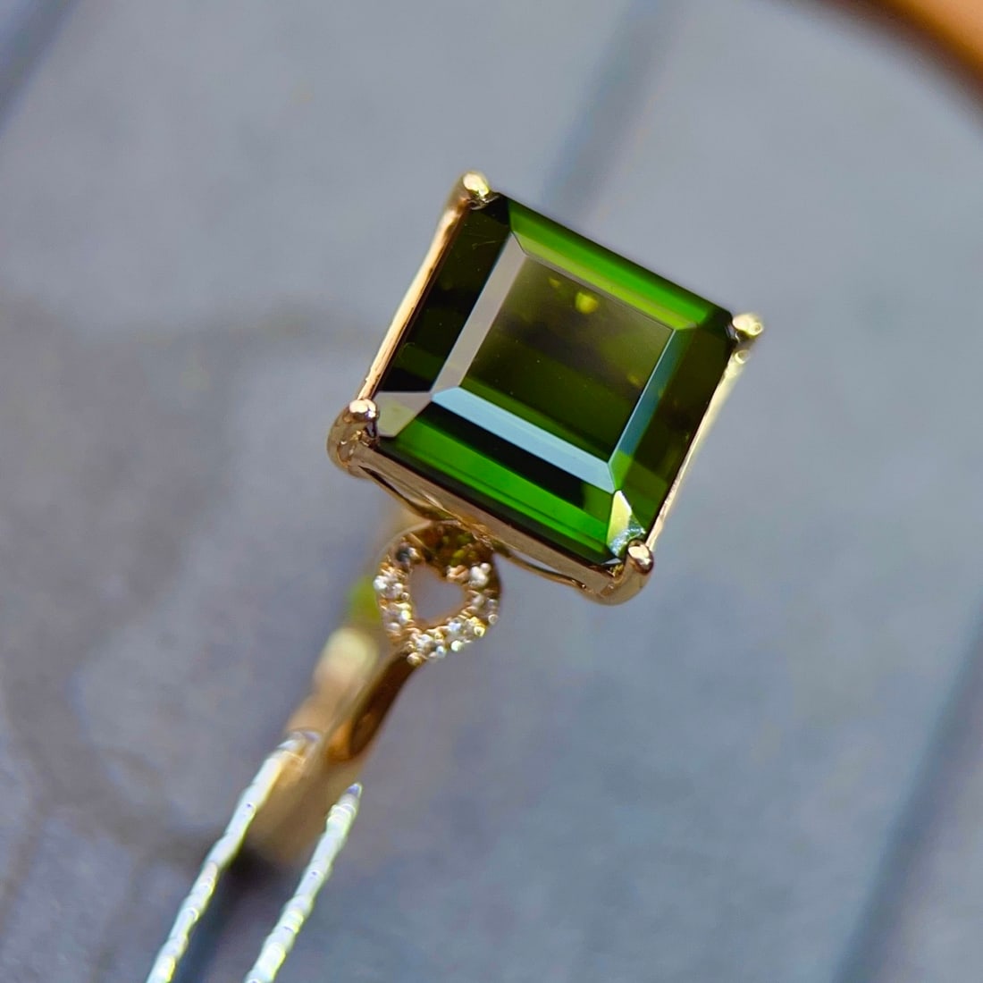 14k Gold 4.24 Ctw Natural Tourmaline & Diamond Ring - 2