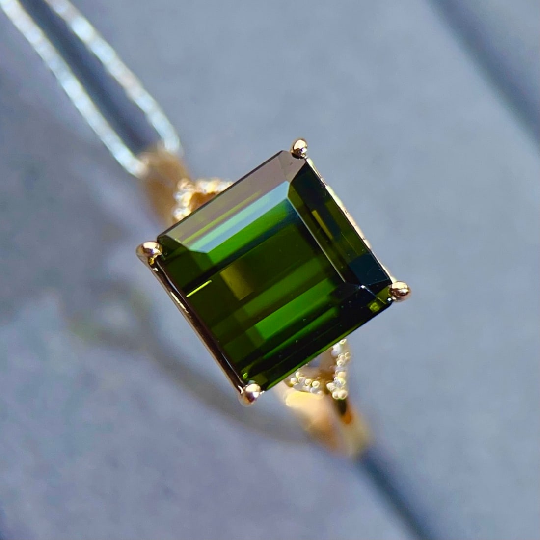 14k Gold 4.24 Ctw Natural Tourmaline & Diamond Ring - 3