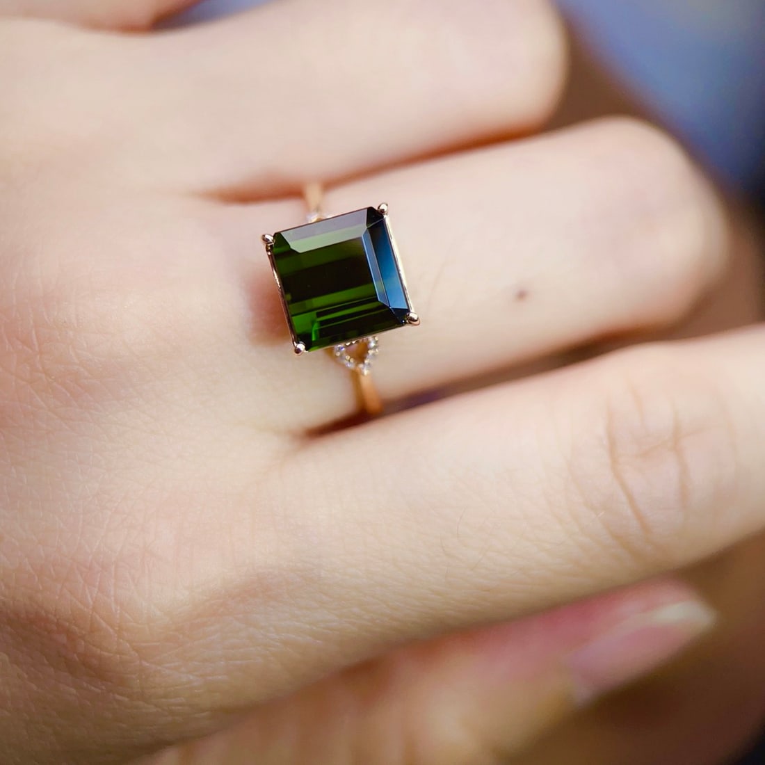 14k Gold 4.24 Ctw Natural Tourmaline & Diamond Ring - 4