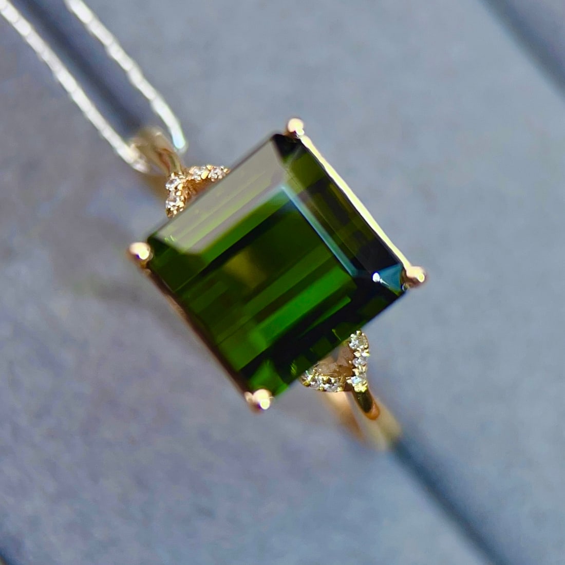 14k Gold 4.24 Ctw Natural Tourmaline & Diamond Ring - 5