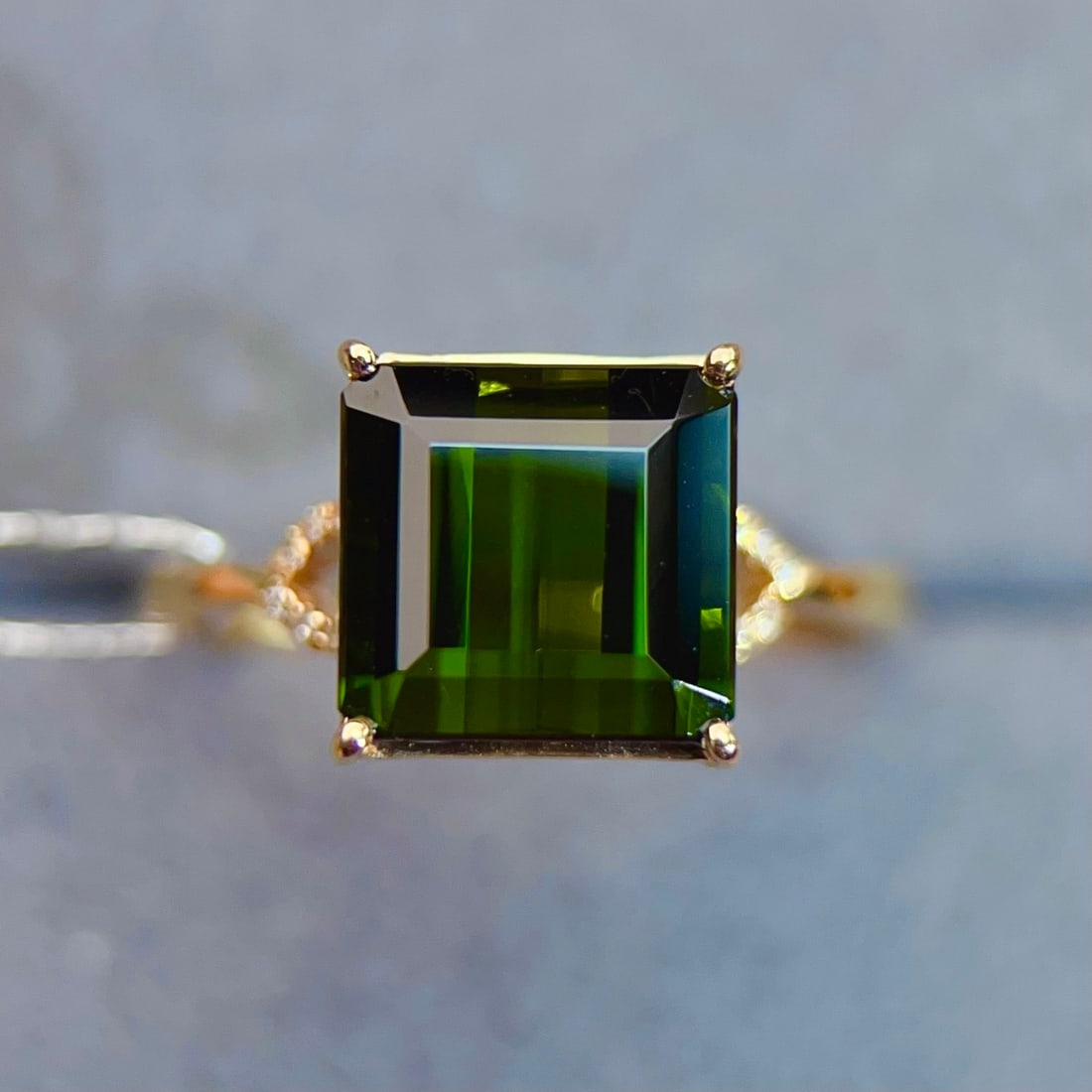 14k Gold 4.24 Ctw Natural Tourmaline & Diamond Ring - 6