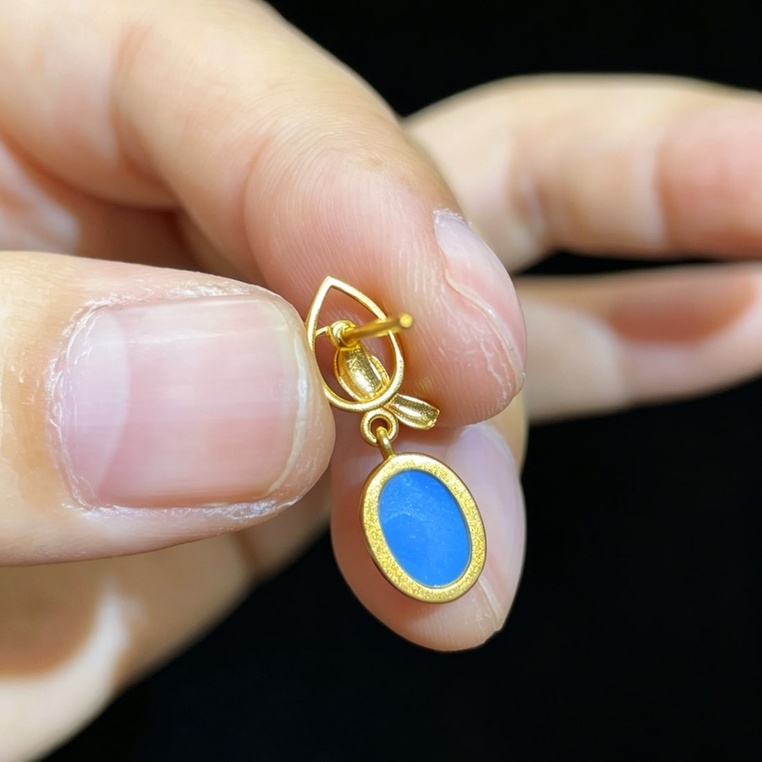 14k Gold 2.25 Ct Natural Blue Turquoise Earrings - 5
