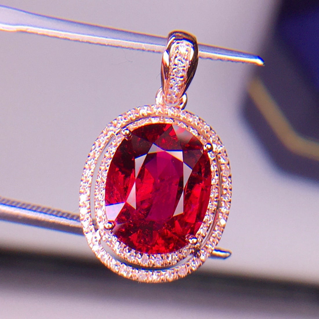 14k Gold 3.3 Ct Natural Tourmaline & Diamond Pendant( Without Chain ) - 3