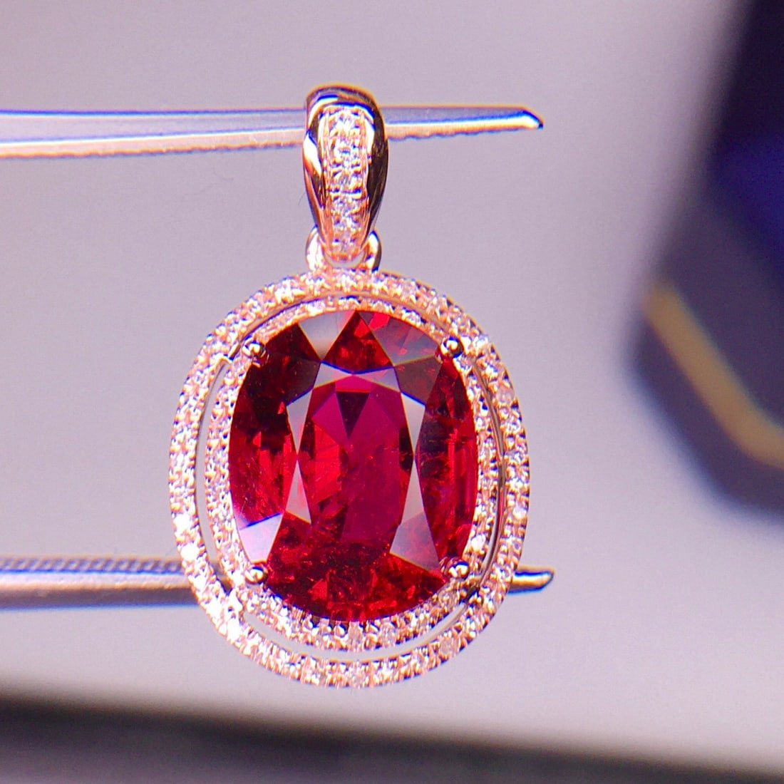 14k Gold 3.3 Ct Natural Tourmaline & Diamond Pendant( Without Chain ) - 5