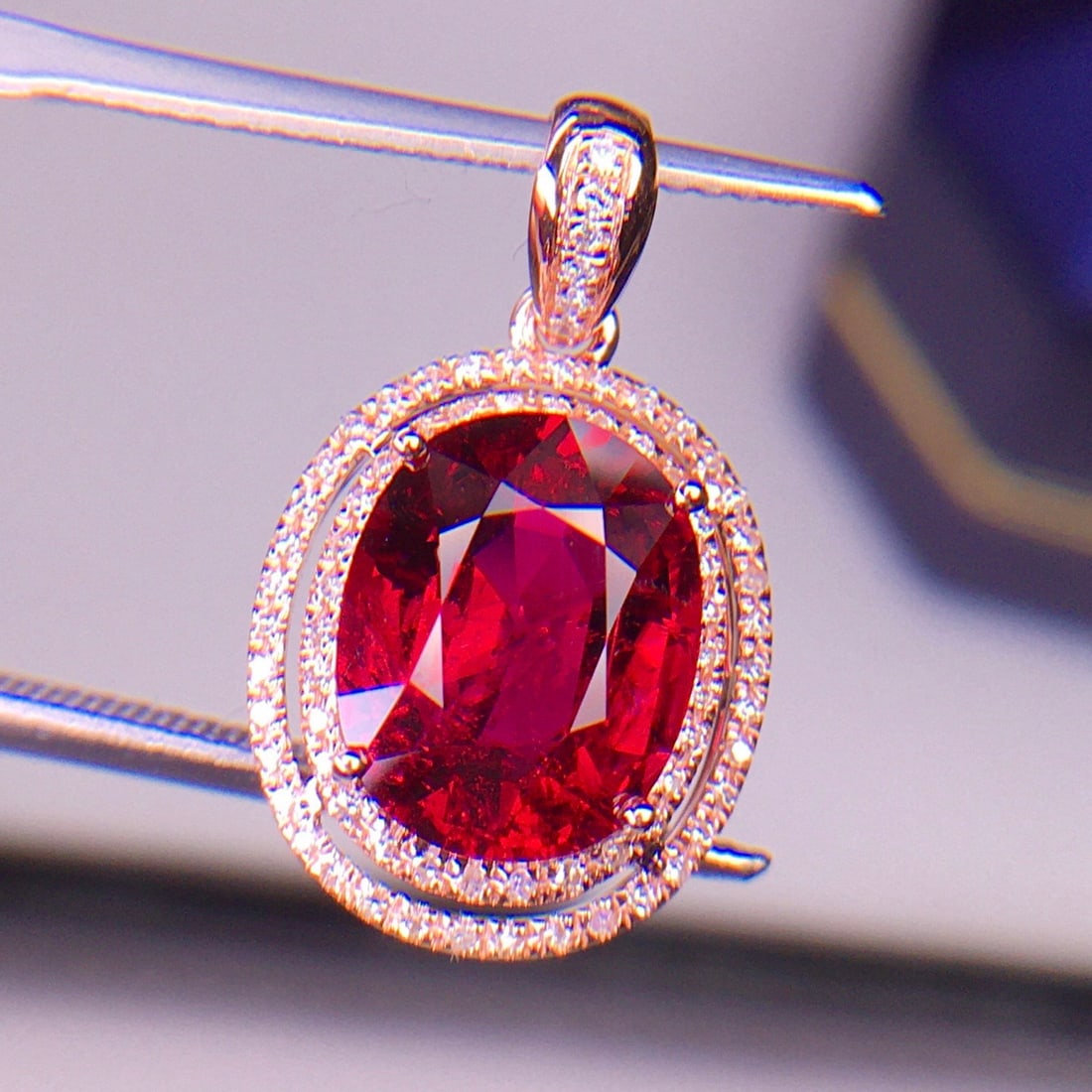 14k Gold 3.3 Ct Natural Tourmaline & Diamond Pendant( Without Chain ) - 6