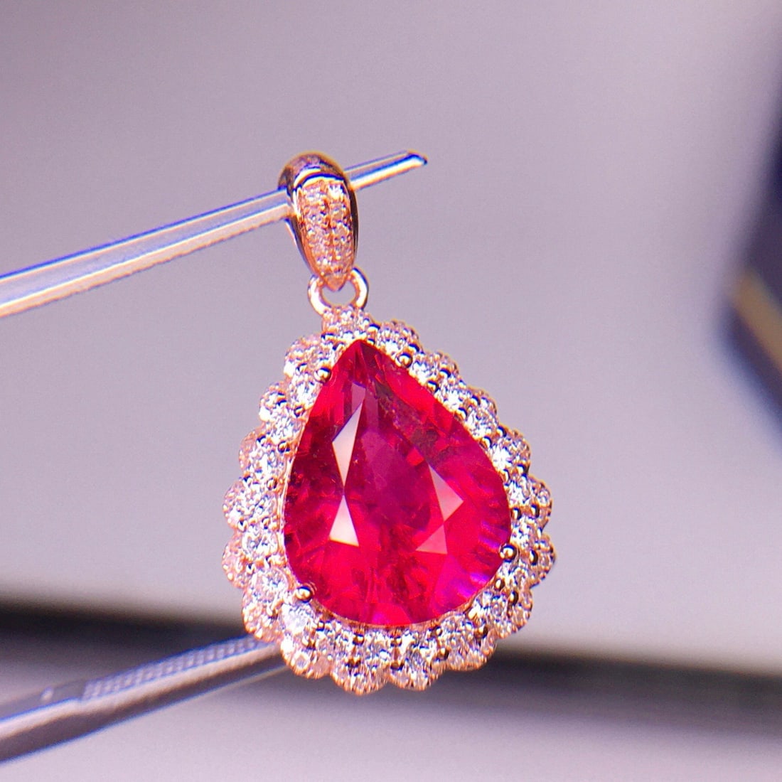 14k Gold 4.66 Ct Natural Tourmaline & Diamond Pendant( Without Chain ) - 4