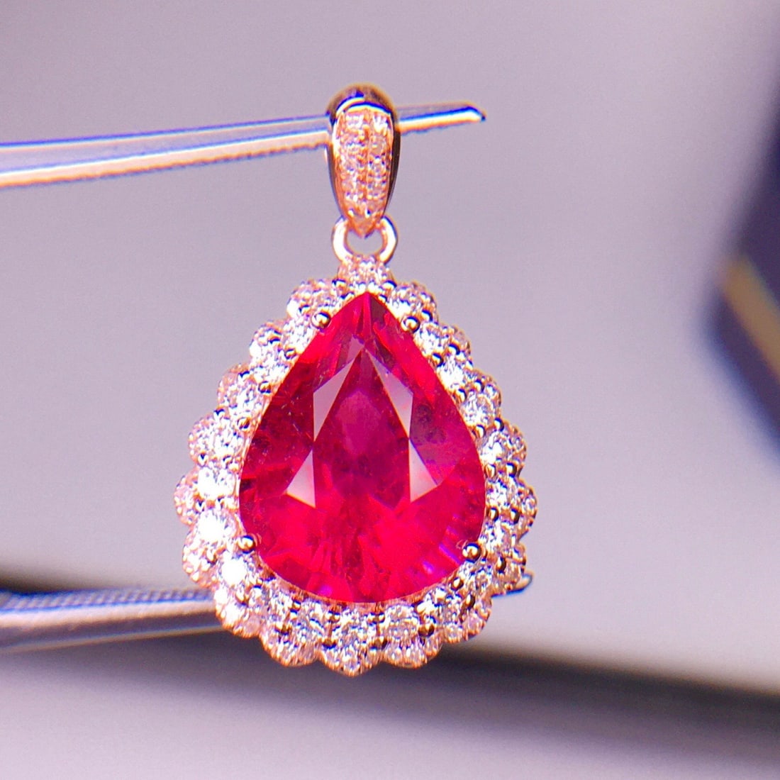 14k Gold 4.66 Ct Natural Tourmaline & Diamond Pendant( Without Chain ) - 5