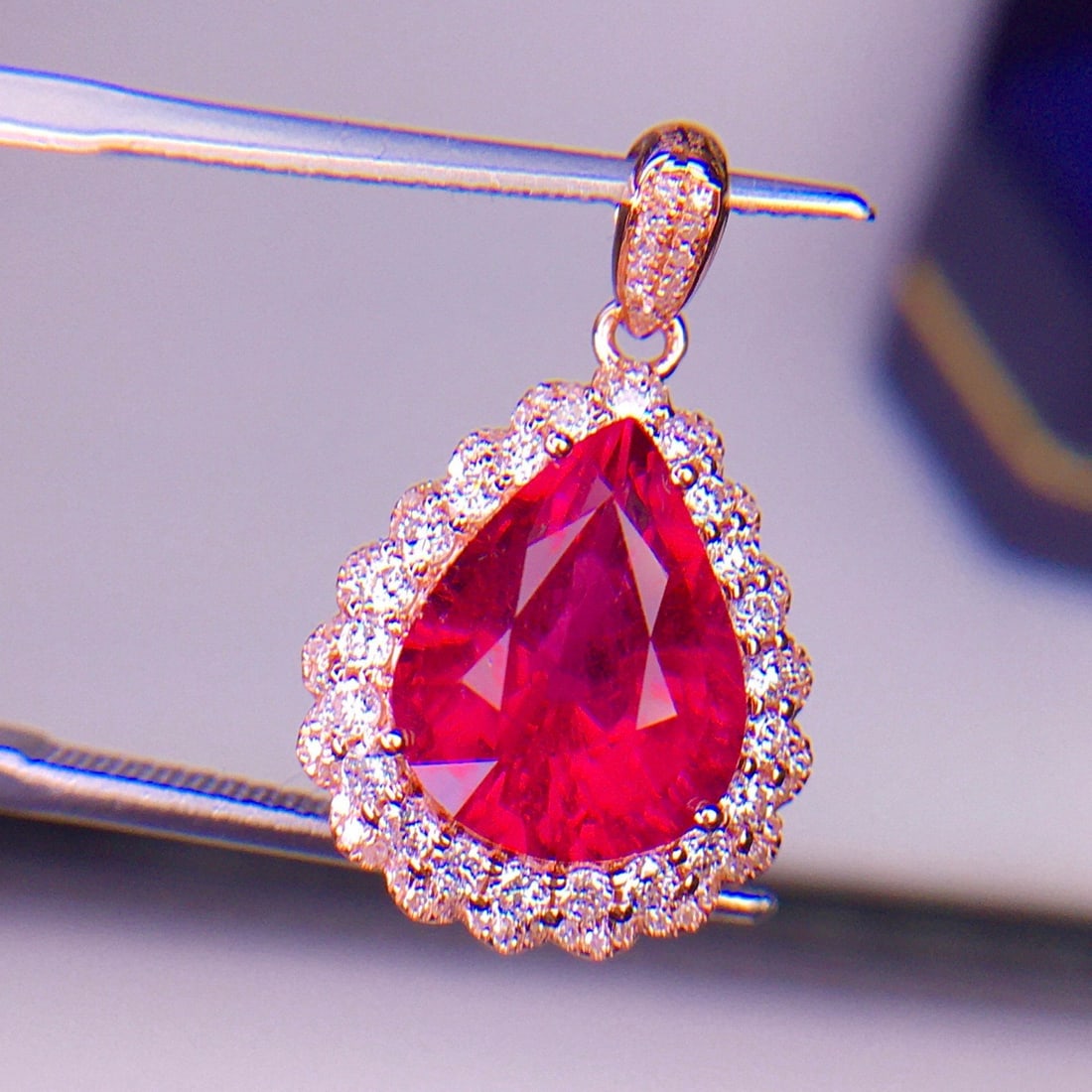 14k Gold 4.66 Ct Natural Tourmaline & Diamond Pendant( Without Chain ) - 6