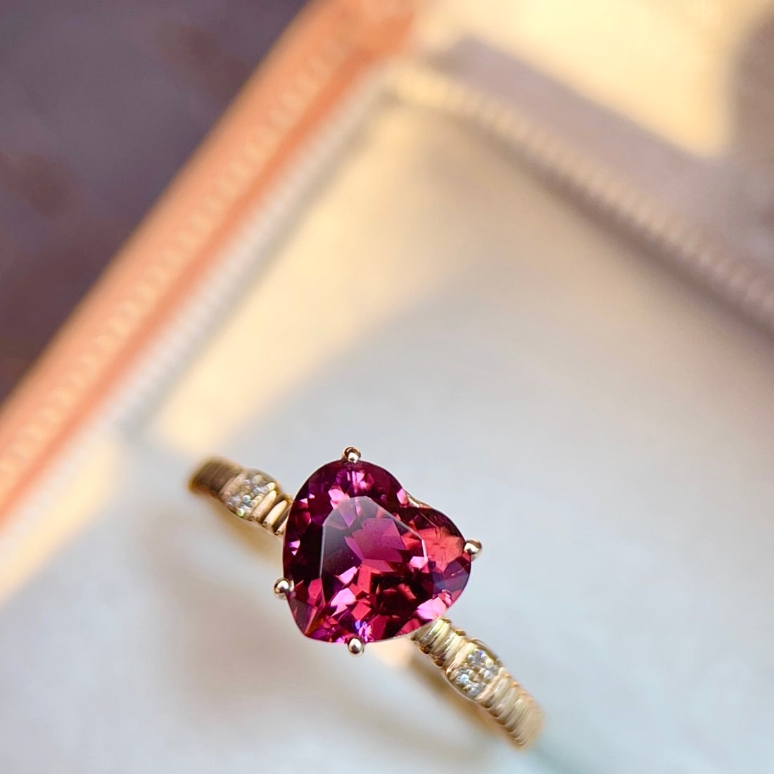 14k Gold 1.57 Ctw Natural Tourmaline & Diamond Ring - 2