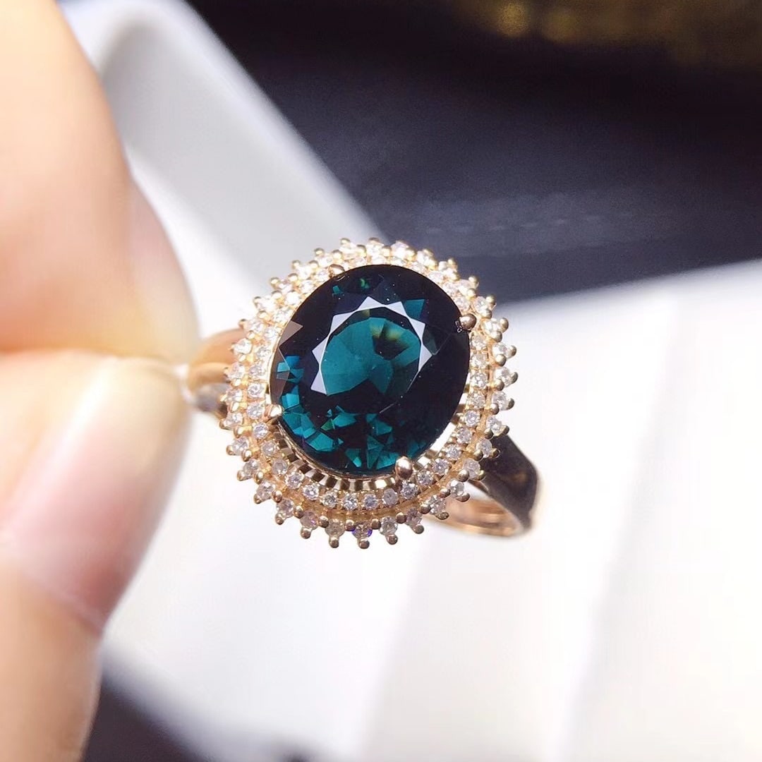 14k Gold 2.6 Ct Natural Tourmaline & Diamond Ring - 3