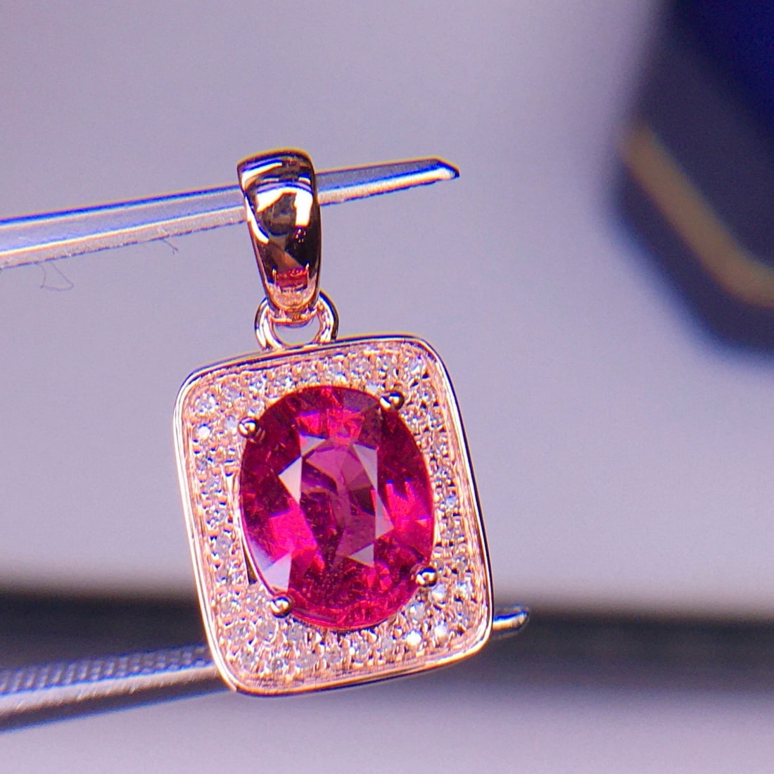 14k Gold 1.52 Ct Natural Tourmaline & Diamond Pendant( Without Chain ) - 2