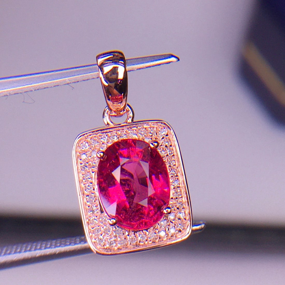 14k Gold 1.52 Ct Natural Tourmaline & Diamond Pendant( Without Chain ) - 3