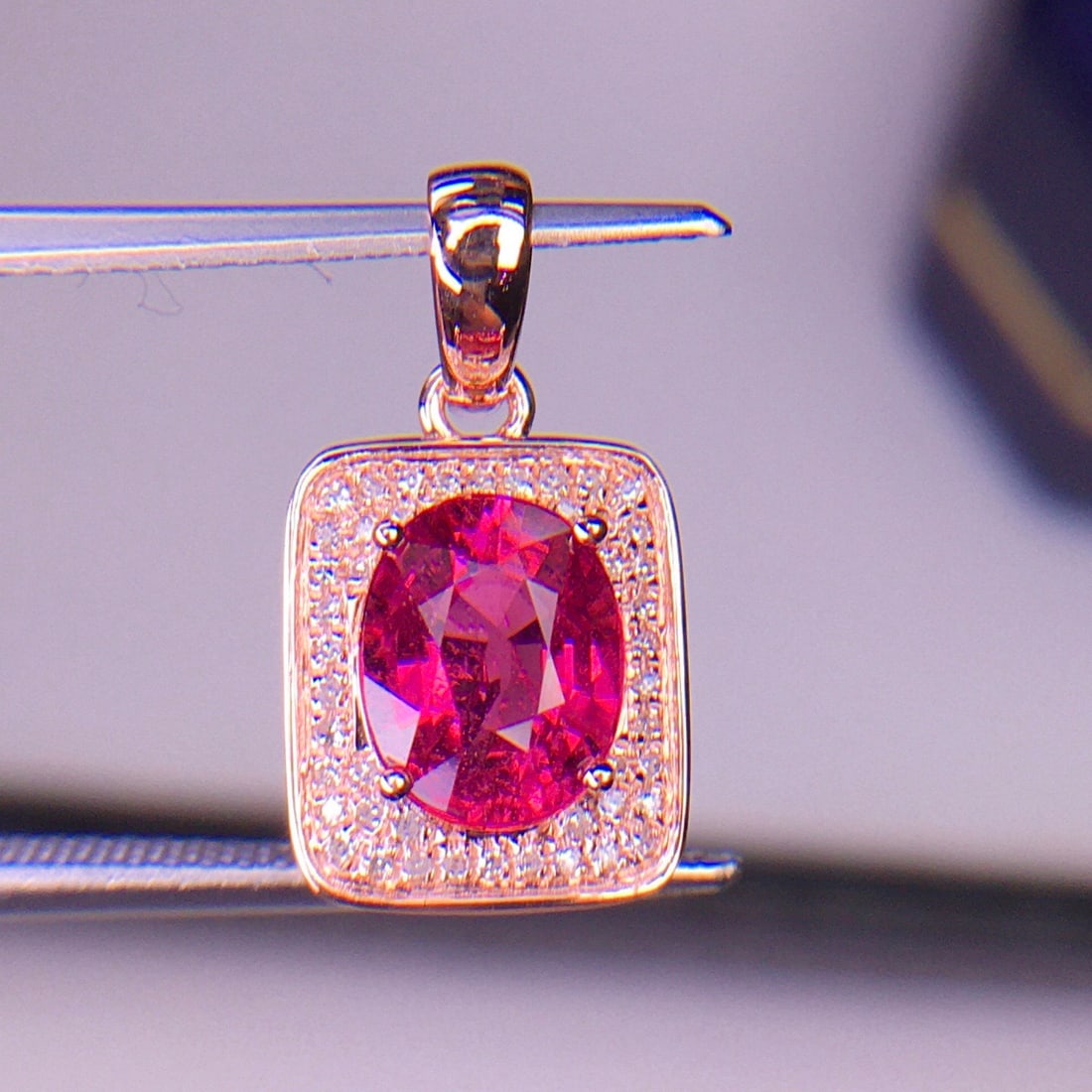 14k Gold 1.52 Ct Natural Tourmaline & Diamond Pendant( Without Chain ) - 4