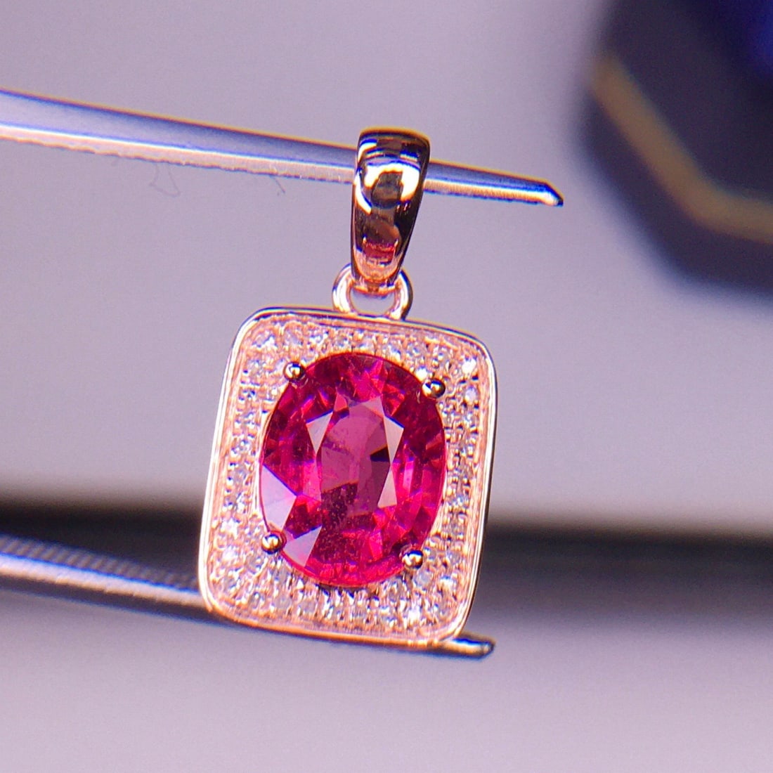 14k Gold 1.52 Ct Natural Tourmaline & Diamond Pendant( Without Chain ) - 6
