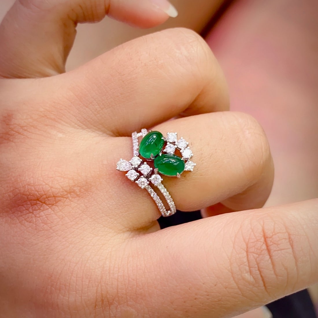 14k Gold 1.50 Ct Natural Emerald & Diamond Ring - 5
