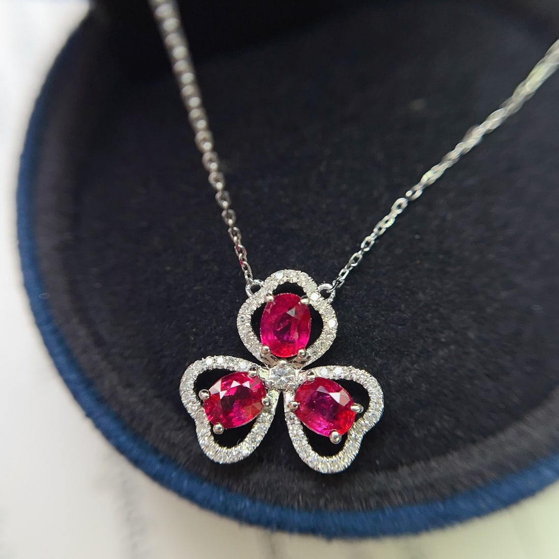 14k Gold 1.10 Ct Natural Ruby & Diamond & Sapphire Necklace: Ref:231156418 // gold content:14k gold // main gemstone:ruby // shape:oval // carat weight:1. 10ct // color:red // treatment:natural // // adjacent gemstone 2 : diamond // number of stones:57 //