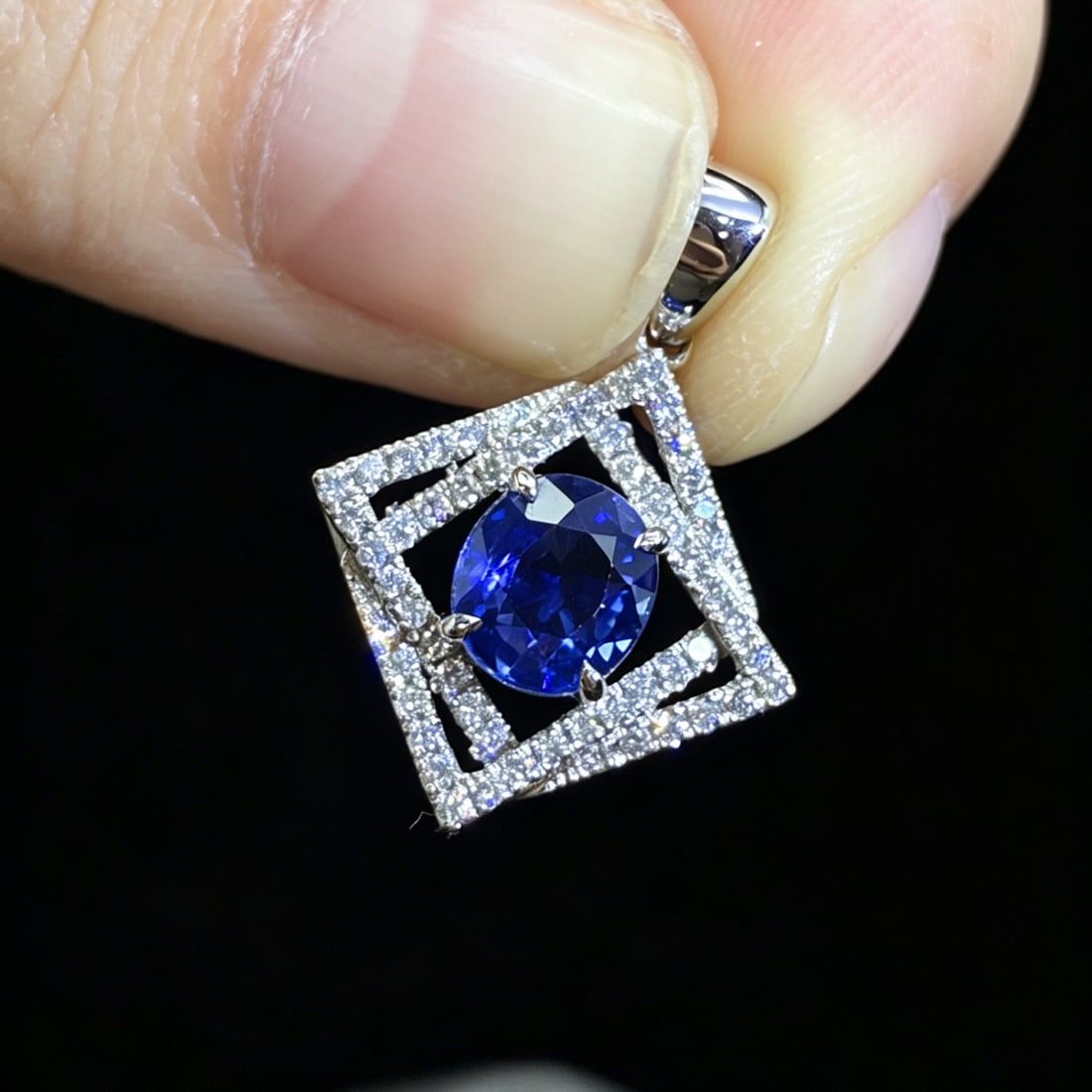 14k Gold 1.60 Ctw Natural Sapphire & Diamond Pendant( Without Chain ) - 3