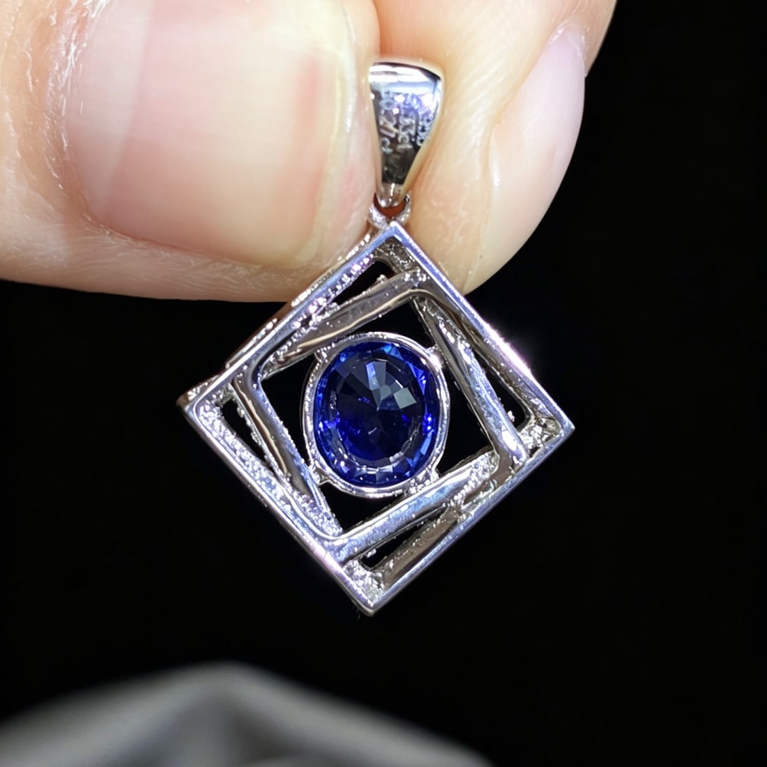 14k Gold 1.60 Ctw Natural Sapphire & Diamond Pendant( Without Chain ) - 5