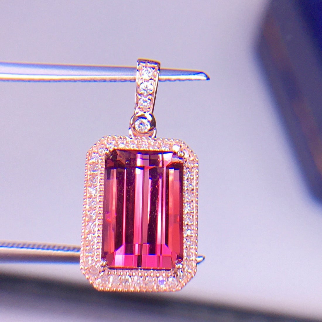 14k Gold 3.56 Ct Natural Tourmaline & Diamond Pendant( Without Chain ) - 6