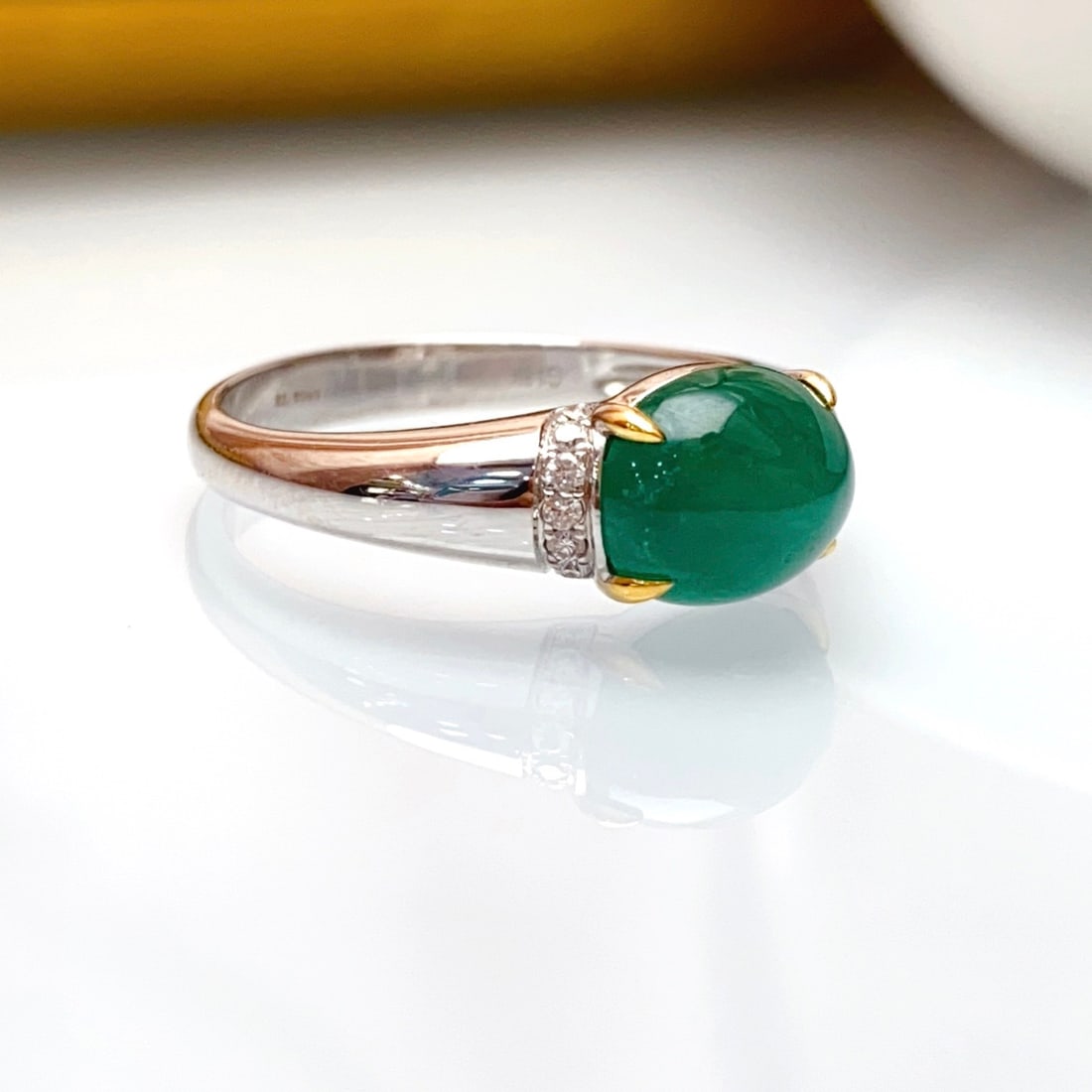 14k Gold 2.60 Ct Natural Emerald & Diamond Ring - 2