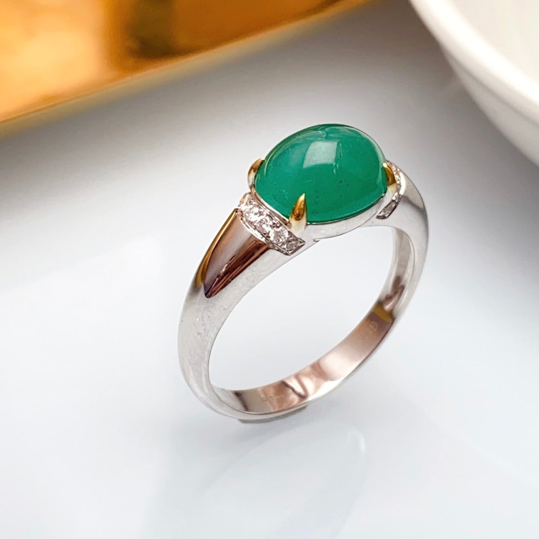 14k Gold 2.60 Ct Natural Emerald & Diamond Ring - 3