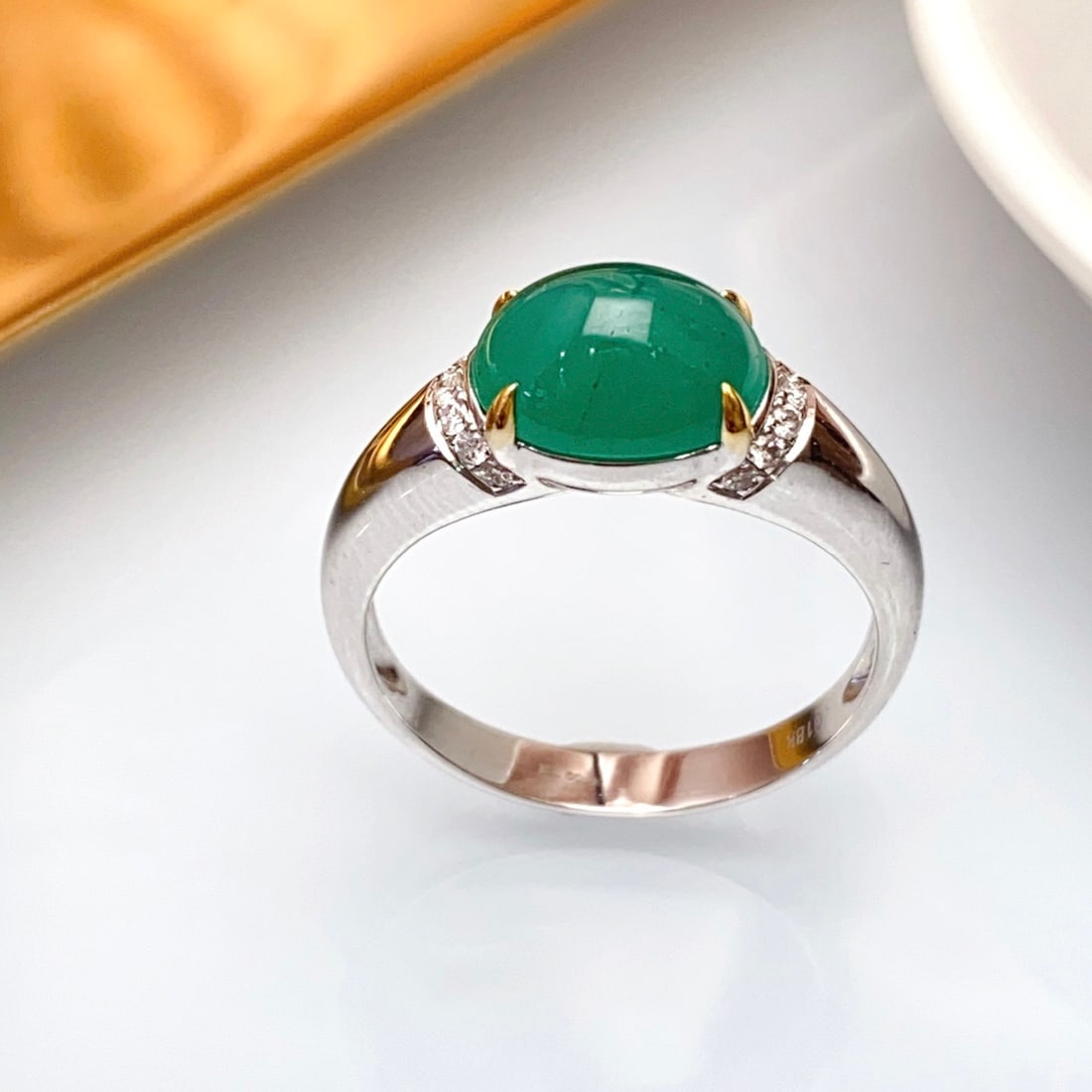 14k Gold 2.60 Ct Natural Emerald & Diamond Ring - 4