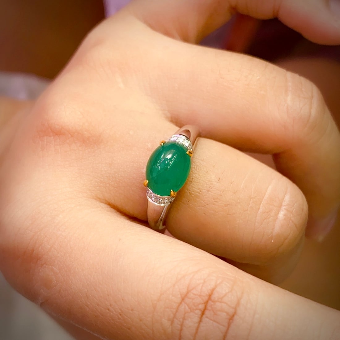 14k Gold 2.60 Ct Natural Emerald & Diamond Ring - 5