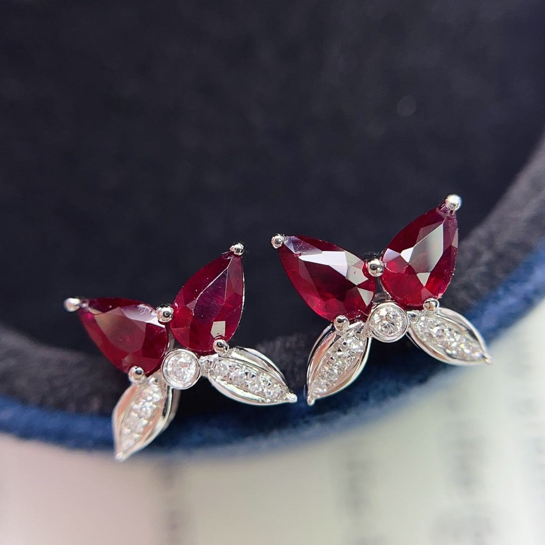 14k Gold 1.20 Ct Natural Ruby & Diamond Earrings - 2